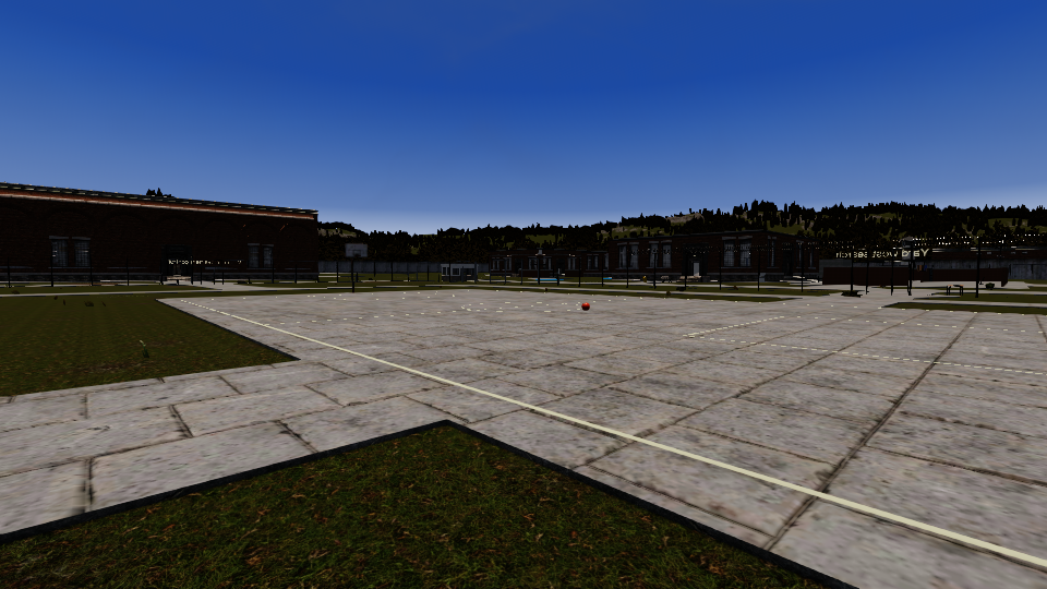 Development screenshot of the prison yard in Cell Mates